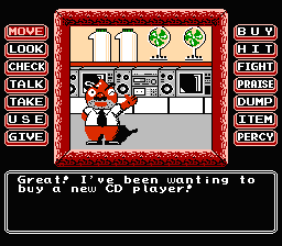 Princess Tomato in the Salad Kingdom (NES) screenshot: Electronics shop