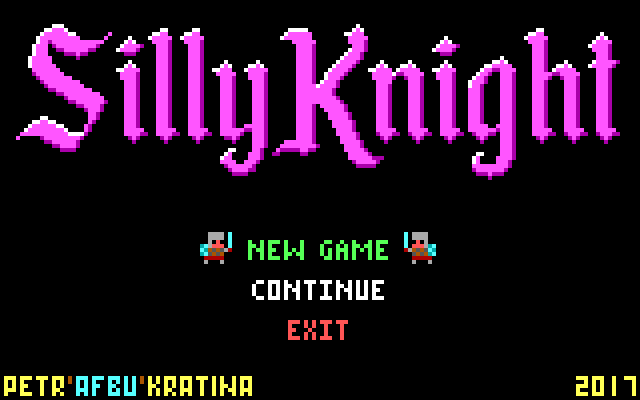 Silly Knight (DOS) screenshot: Title and menu