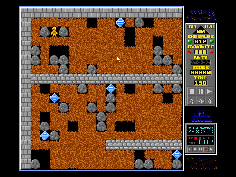 Rocks 'n' Diamonds (DOS) screenshot: Getting some diamonds