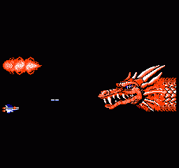 Life Force (NES) screenshot: Dragon boss in a horizontal-scrolling level