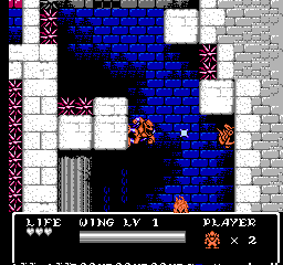 Gargoyle's Quest II (NES) screenshot: Firebrand's ability to cling to walls is used frequently.