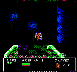 Gargoyle's Quest II (NES) screenshot: The large bar in the middle shows how long Firebrand can fly.
