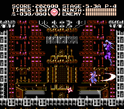Ninja Gaiden III: The Ancient Ship of Doom (NES) screenshot: Stage 5 boss -- the true form of the bio-noid that impersonated Ryu at the start of the game