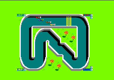 Championship Sprint (Amstrad CPC) screenshot: Running the race.