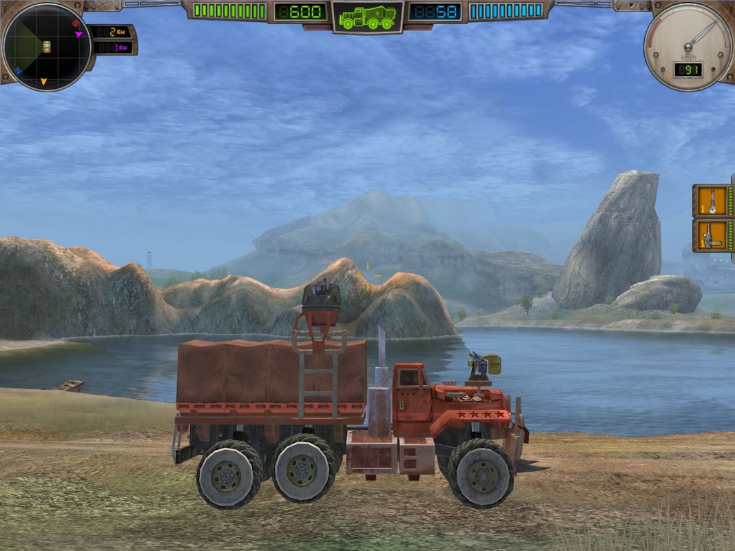 Hard Truck: Apocalypse - Rise of Clans (Windows) screenshot: The post-apoc world still looks like a charming place to visit - if it weren't for all the bandits.
