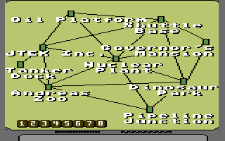 The Transformers: Battle to Save the Earth (Commodore 64) screenshot: Main map