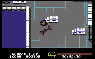 The Speed Rumbler (Commodore 64) screenshot: Crashed into a truck