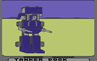 The Transformers: Battle to Save the Earth (Commodore 64) screenshot: On its way to tanker dock