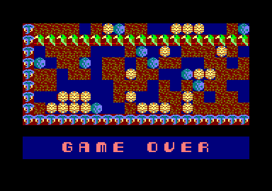 Rockford: The Arcade Game (Amstrad CPC) screenshot: I lost all my lives. Game over.