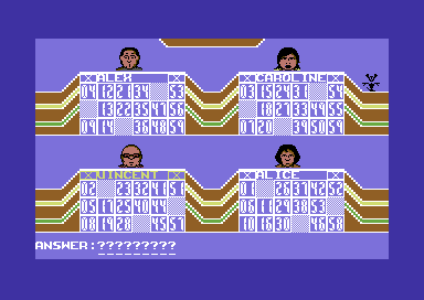 Bob's Full House (Commodore 64) screenshot: Type in the correct answer