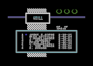 Grand Prix Master (Commodore 64) screenshot: The Grill