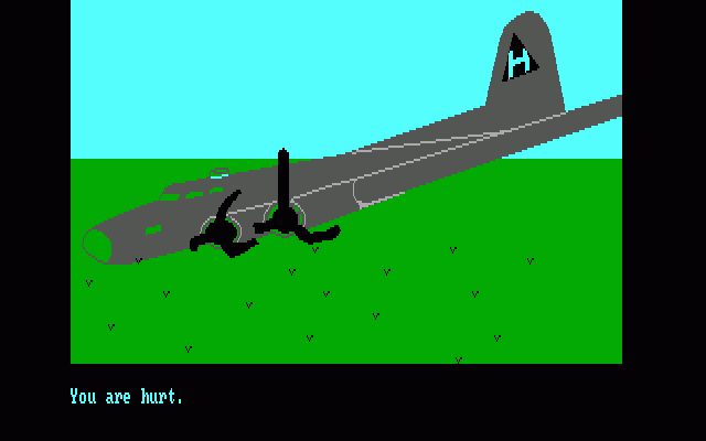 First Over Germany (DOS) screenshot: That landing didn't go well (EGA)