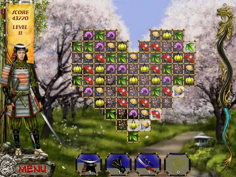 Age of Japan II (Windows) screenshot: I used the shin guards to clear one fifth of the board.
