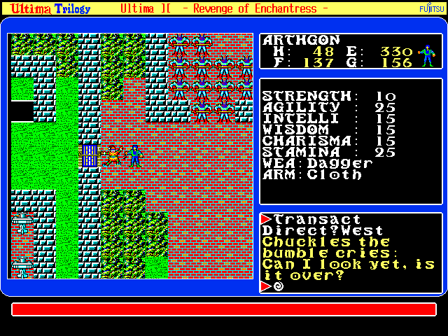 Ultima Trilogy: I ♦ II ♦ III (FM Towns) screenshot: U2: Finding Chuckles in the Future