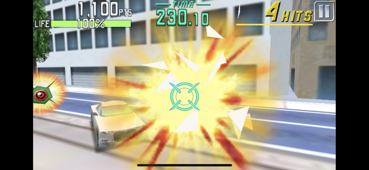 Assault Chaingun KM (iPhone) screenshot: Shooting down missiles.