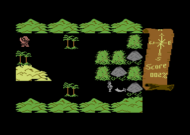 Treasure Island (Commodore 64) screenshot: Found a cutlass. Your dead mate.