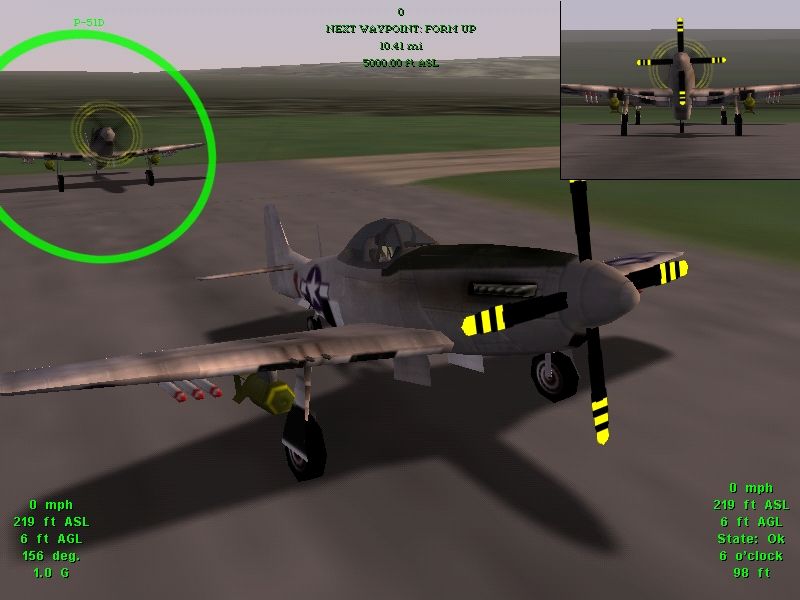 Jane's Combat Simulations: Attack Squadron (Windows) screenshot: P51D "Mustang" preparing for take off