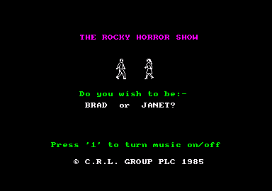 The Rocky Horror Show (Amstrad CPC) screenshot: Choose Brad or Janet