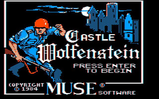 Castle Wolfenstein (DOS) screenshot: Title screen (CGA w/Composite Monitor)