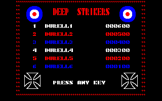 Deep Strike (Amstrad CPC) screenshot: High scores