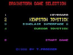Brainstorm (ZX Spectrum) screenshot: The main menu