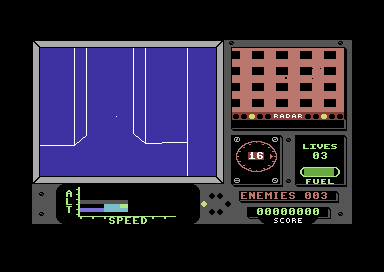 Apache Strike (Commodore 64) screenshot: Looking the enemy.