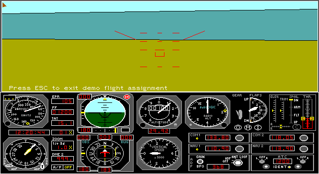 Flight Assignment: Airline Transport Pilot (DOS) screenshot: Demo mode