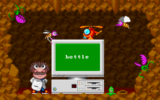Spellbound! (DOS) screenshot: The word we have to spell on the first level