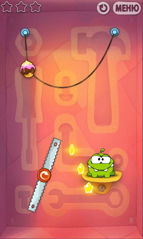 Cut the Rope (Android) screenshot: Tricky saw-turning