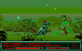 Metal Mutant (DOS) screenshot: Your first opponent is a giant swamp creature (VGA)