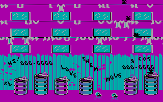 Alley Cat (PC Booter) screenshot: Outside... (CGA)