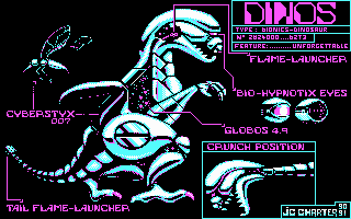 Metal Mutant (DOS) screenshot: Dinos (CGA)