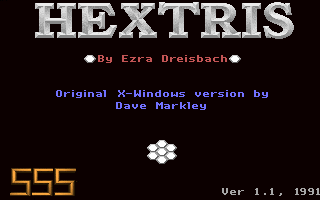 Hextris (DOS) screenshot: Start screen.