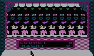 Shooting Arcade (Atari 8-bit) screenshot: Starting out