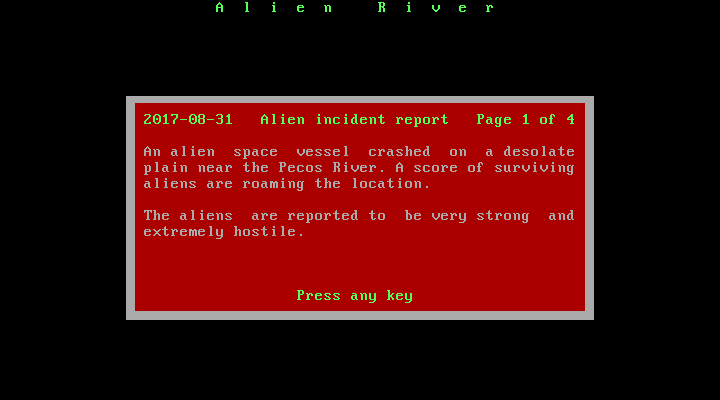 Alien River (DOS) screenshot: But first, some background