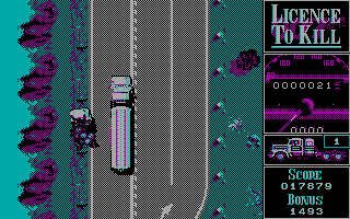 007: Licence to Kill (DOS) screenshot: Friends don't let friends drive drunk (CGA)