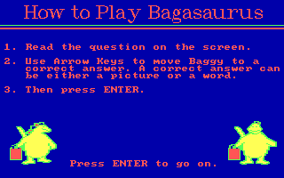 Bagasaurus (DOS) screenshot: How to Play?