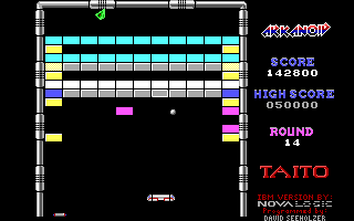 Arkanoid (DOS) screenshot: I have the lasers, now I can shoot some bricks! (EGA)
