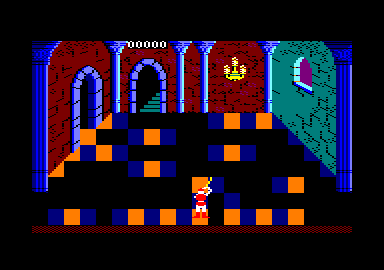 Dragon's Lair Part II: Escape from Singe's Castle (Amstrad CPC) screenshot: Dirk swinging his sword.