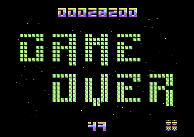 Galencia (Commodore 64) screenshot: Game over