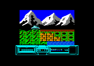 Battle Valley (Amstrad CPC) screenshot: Rolling along as the tank