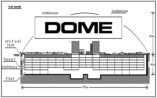 DOME (PC-88) screenshot: Interesting title screen...