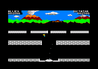 Beach-Head II: The Dictator Strikes Back (Amstrad CPC) screenshot: Running from the outermost walls to the center walls.