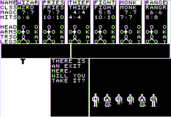 Phantasie III: The Wrath of Nikademus (Apple II) screenshot: Exploring a Dungeon