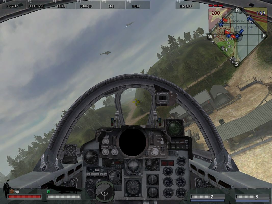 Battlefield: Vietnam (Windows) screenshot: Flying the F4 Phantom over the enemy lines