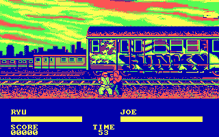 Street Fighter (DOS) screenshot: Fighting Joe... (CGA)