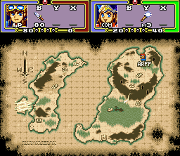 Ruin Arm (SNES) screenshot: World map