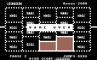 Time Runner (Commodore 64) screenshot: Game over in Level 2