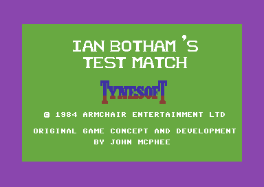 Ian Botham's Test Match (Commodore 64) screenshot: Title screen.