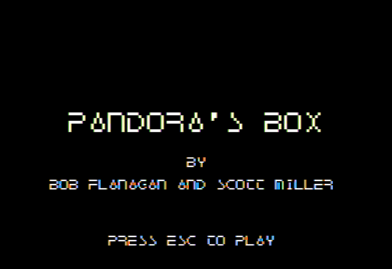 Pandora's Box (Apple II) screenshot: Main Menu